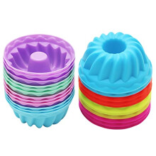 Mini Cake Silicone Mould, Fluted Baking Moulds/Muffin Cups, Making Cake Biscuit Bagels Muffins Jelly, Reusable, BPA Free, Dishwasher Safe, 4 Colours,