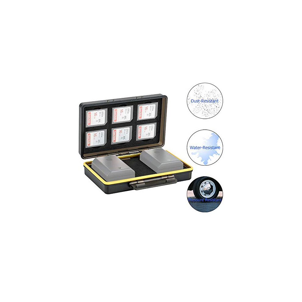 6 Slots Sd Sdhc Sdxc Memory Card Holder Case With 2 Camera Battery Slots For Canon Lp-E6 Lp-E8 Lp-E12 Lp-E17 Nb-13L Sony Np-Fz100 Np-Fw50 Np-Bx1 6941586601318