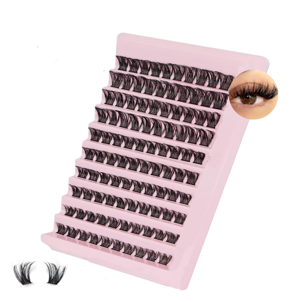 Lash Clusters, 100Pcs DIY Individual Eyelash Extenisons Natural Look D Curl Cluster eyelashes 8-16MM Reusable Individuals DIY at Home (#03)