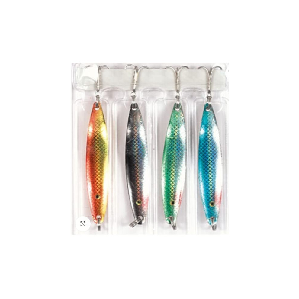 FFT 4 x 28g SLIMLINE SPINNER LURE SEA PIER BOAT MACKEREL COD BASS FISHING