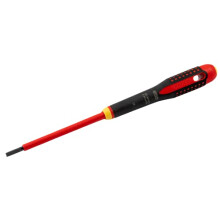 BE-8230S Alloy Steel 1000V Slotted Screwdriver, 100mm Blade, 0.6mm x 3.5mm Tip