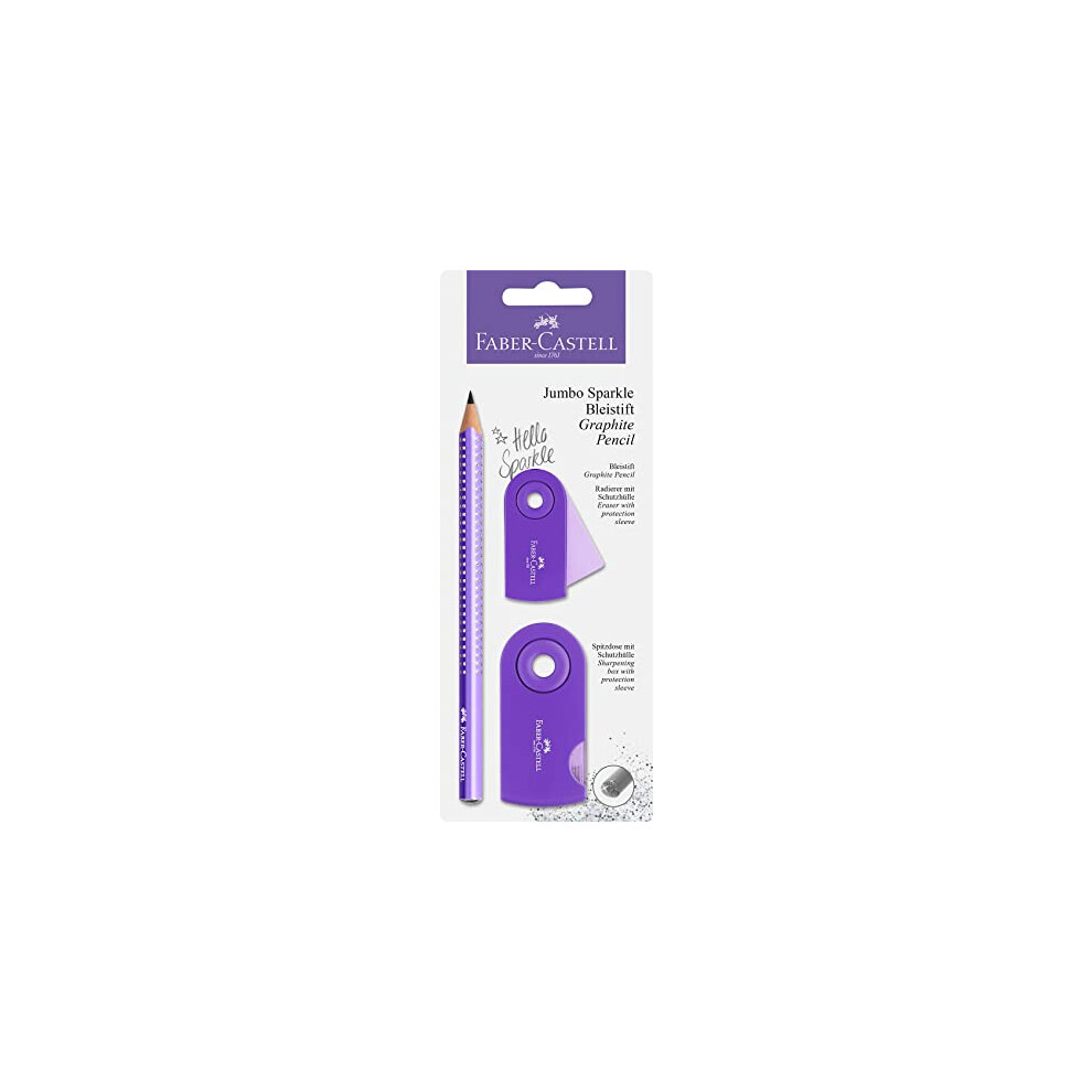 Jumbo Sparkle Pencil, Eraser and Sharpener - Pearl Purple