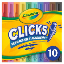 Crayola Clicks sisäänvedettävät kärkimerkit (10 ct) pestävät taidemerkkiset väritysmerkit lapsille Lahjat pojille ja tytöille 3+