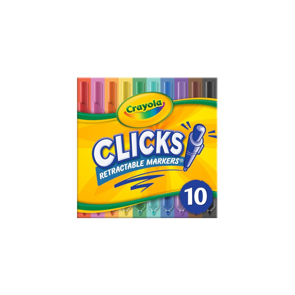 Crayola Clicks Retractable Tip Markers (10ct)  Washable Art Marker Set  Coloring Markers for Kids  Gifts for Boys & Girls  3+