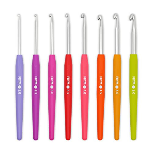 Prym PRYM Soft Grip Aluminium 2-6mm h?klet Hook Set Multicolor 8 Count 1