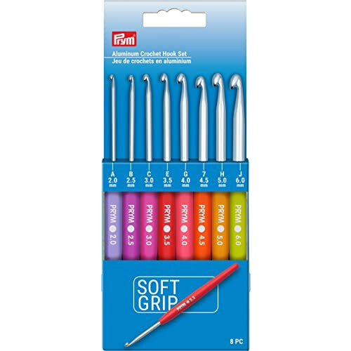 Prym PRYM Soft Grip Aluminium 2-6mm h?klet Hook Set Multicolor 8 Count