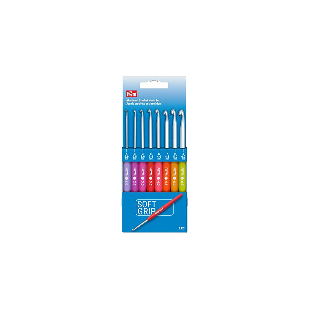 Soft Grip Aluminum, 2-6mm Crochet Hook Set, Multicolor 8 Count