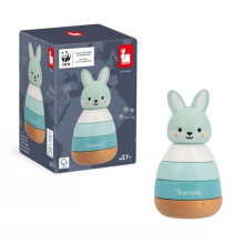FSC Wood Rabbit-4 Stackable Pieces-Early-Years Toy-Fine Motor Skills-in Partnership with WWF-12 Months +, J08653, Blue - Plush Soft Toy