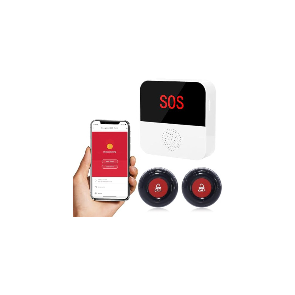 Chunhee Tuya Wifi Smart Wireless Caregiver Pager Call Button System Nurse Calling Alert System For Elderly Patient Seniors Disabled Kids 2 Emergency Panic