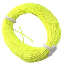 Fly Fishing Premier Quality WF7/8 TROUT High Floating Line with 2 welded loops Fluorescent Yellow UK