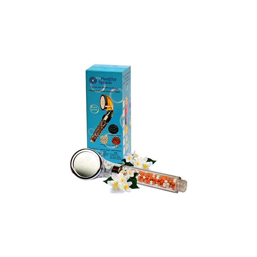 Healthy Splash, Jasmine Scented Vitamin C Filtered Hand Shower Head, Fluoride & Chlorine Shower Filter, Softens Hard Water, Increases Water Pressure 6921035069678