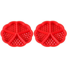 2 Pcs Silicone Waffles Mould and Pancakes Mould - Non-Stick Mini Heart Muffin Mould - Good for Slimming World Waffles and Breakfast Recipe, Red