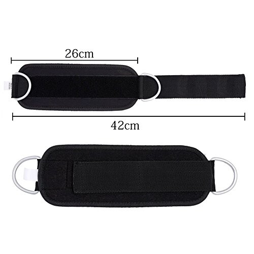 Double D-ring Ankle Cuff Straps Adjustable Leg Weight Wrist Belt for Cable Machine Attachment, 1Pair (Black) 1