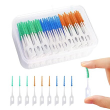 210 Pcs Silicone Interdental Brushes Dental Toothpicks,Silicone Floss Sticks Dental,Teeth Floss Sticks,Soft Gum Interdental Brush Toothpick Cleaning