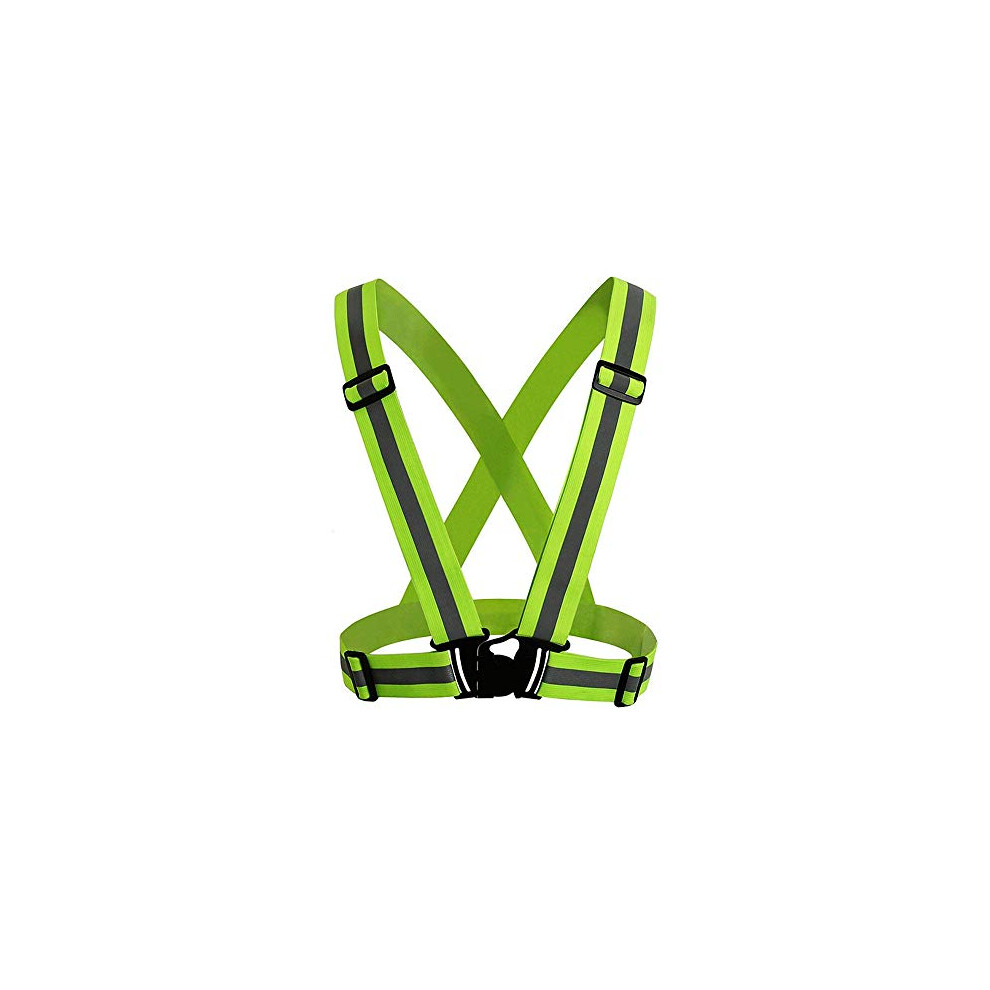 Reflective Vest Adjustable Reflective Running Gear Safety Vest For Outdoor Jogging, Cycling, Walking, Motorcycle Riding And Running, Green 611702705256