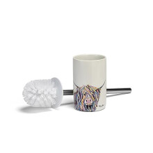 Art by Steven Brown Angus McCoo Toilet Brush, Stoneware Ceramic, White Multi, One Size