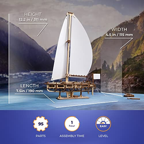 Iate Beleza do Oceano - Ugears - Quebra-cabeça 3D em madeira 2