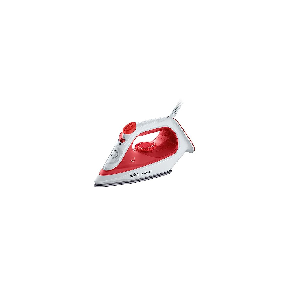TexStyle 1 SI1019RD, Steam Iron, Non-Stick Coating, Thermostat, 25g/min in Turbo Mode, 220ml Water Tank, 1900W, Red/White