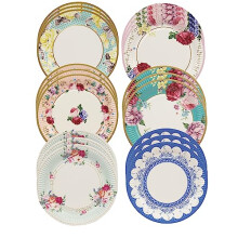 Pack of 24 Afternoon Tea Vintage Floral Paper Plates | Truly Scrumptious | for Birthday Party, Baby Shower, Wedding and Anniversary, Disposable
