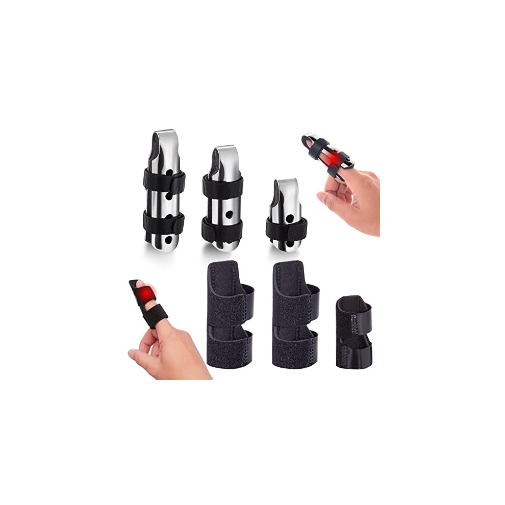 Gipizi Trigger Finger Splints 6Pcs Finger Support Brace For Broken Fingers Straightening And Knuckle Immobilization, Metal Finger Stabilizer For Adults And