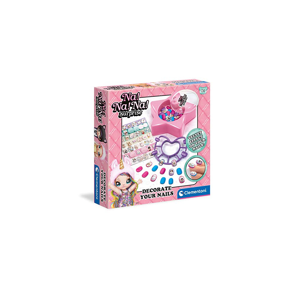 Clementoni 18659 Na Na Na Surprise Decorate Children, Stickers And Glitter-Nail Art Set, Manicure Kids' Craft Kits Girls 6 Years Old, Multicoloured