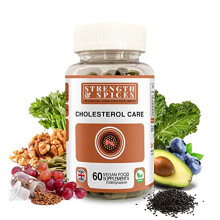Strength & Spices Cholesterol Care, Cholesterol Lowering Supplements with 14 Powerful Ingredients, Vegan Supplements Rich in Omega 6 and Plant Sterols