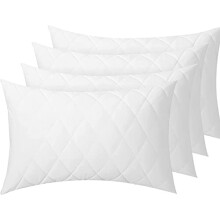 Pillow Protectors 4 Pack Quilted Zipped (Standard Size - 50 x 75 cm) Quilted Pillow Protectors, Soft & Breathable Microfiber Pillowcase Protectors