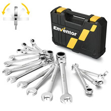 14PCS Flex-Head Ratchet Spanner Set - Metric, 6mm to 19mm Ratcheting Combination Wrench Set with Carry Case, Chrome Vanadium Steel - 72-Teeth, 5