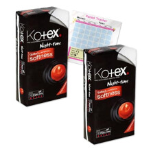 Sanitary Towels Night Time Maxi | Period Pads | Extra Cushioned for Comfort and Protection | Kotex Nighttime | Moisture-Wicking | Pack of 2x10 (20