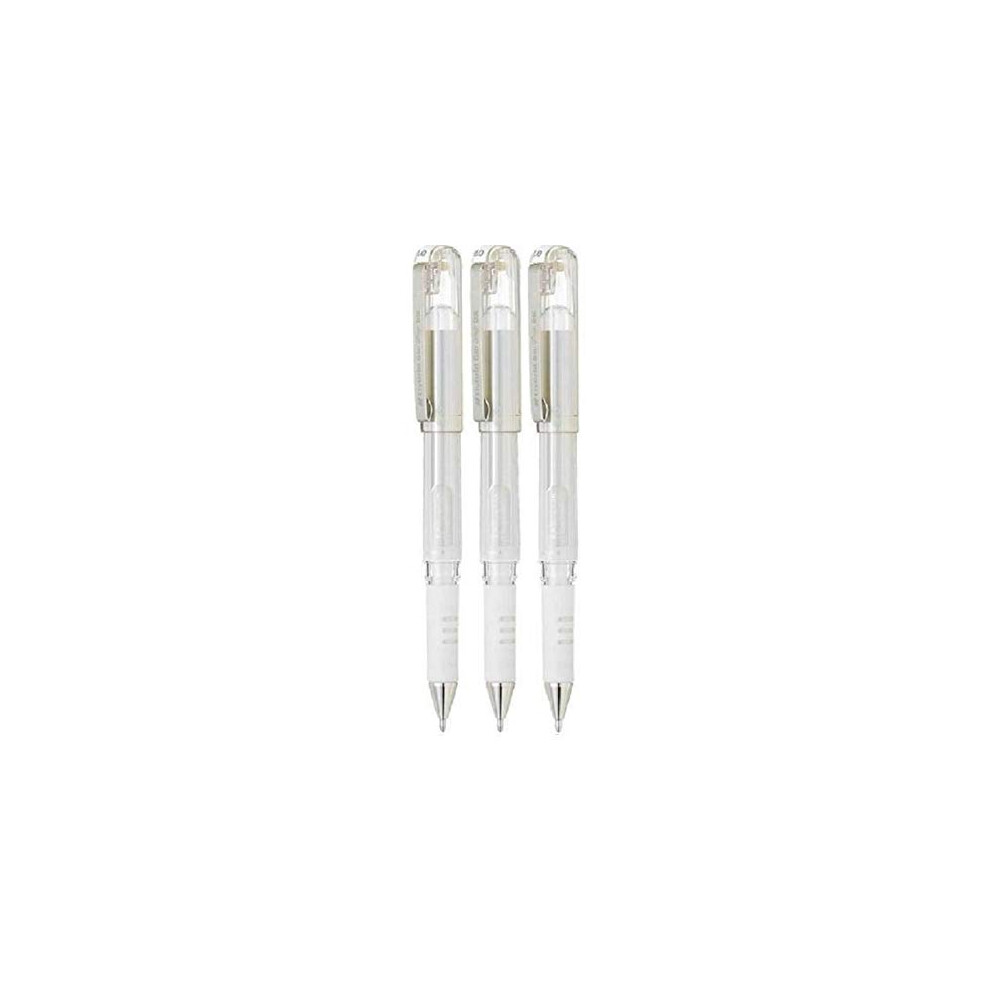 White Hybrid Gel Grip DX Metallic Gel Pens Broad 1mm Tip Nib 0.5mm Line Width Gel ink K230-WO (Pack Of 3)