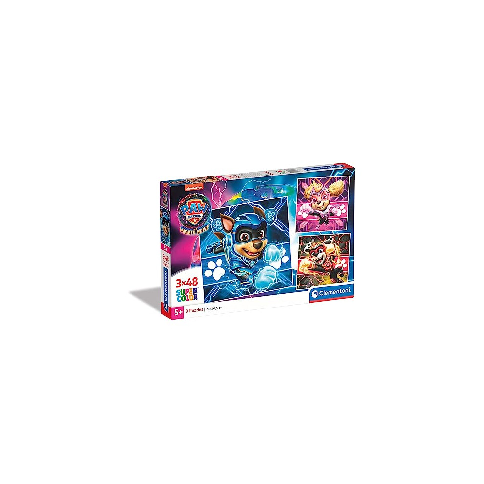 25303 Supercolor Paw Patrol The Mighty Movie-3x48 Pieces (3 Included), Jigsaw Kids Age 5, Puzzle Cartoon, Made In Italy