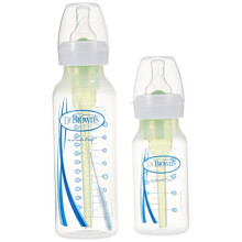 Dr. Brown's Natural Flow Anti-Colic Options+ Narrow Baby Bottle, Sampler Kit, 1x 4oz/120ml Bottle & 1x 8oz/250ml Bottles with Level 1 Slow Flow Teat