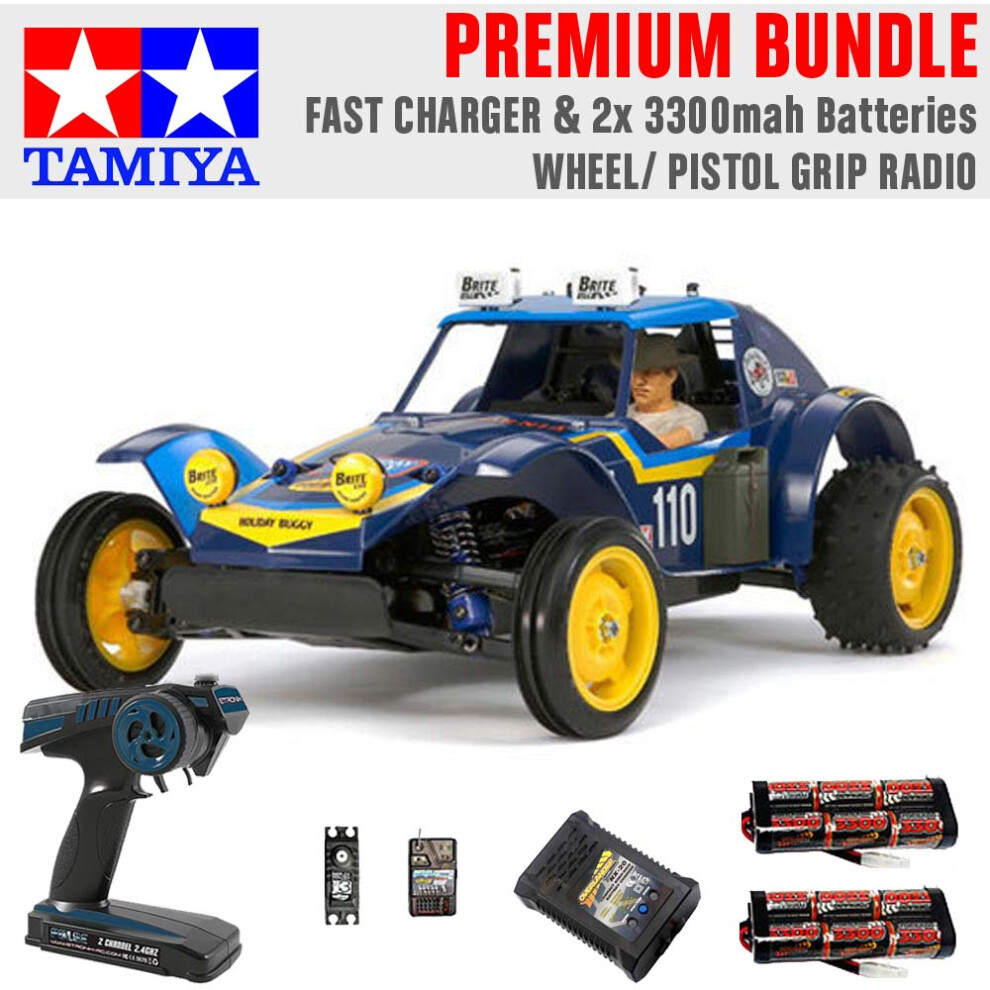 TAMIYA RC 58470 Holiday Buggy 2010 DT-02 1:10 Premium Wheel Radio Bundle