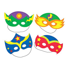 AF532 Star Hero Foam Face Mask Kits (Pack of 4) For Kids To Decorate and Wear