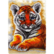 - Latch Hook Rug Kit - Young Tiger - Printed Canvas - 4.5 Count - for Adults - 4121