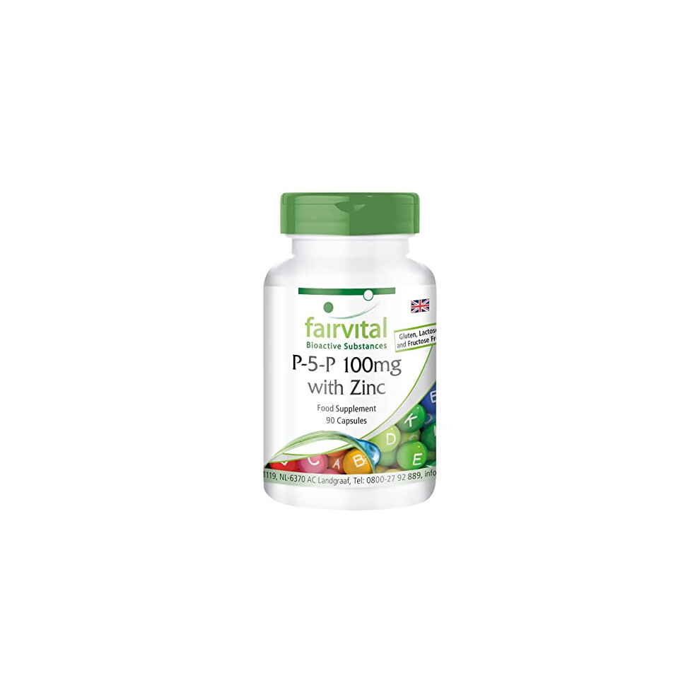 Fairvital | P-5-P Zinc - Bulk Pack For 3 Months - Vegan - 90 Capsules - Active Vitamin B6 - Pyridoxal-5-Phosphate 100Mg
