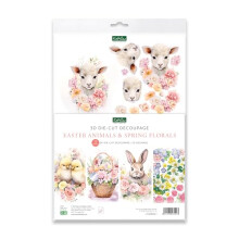 Easter Animals & Spring Florals Die Cut Decoupage Sheets Collection for Easter Card Making & Crafting (Pack of 12 Sheets)