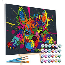 French Bulldog Painting By Numbers Framed, Fluorescent Neon Paint,Colouring By Numbers,Painting For Wall Art,Paint By Number Kits On Canvas, Painting