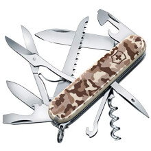 Huntsman Swiss Army Knife, Medium, Multi Tool, Camping Knife, 15 Functions, Large Blade, Bottle Opener, Desert Camouflage