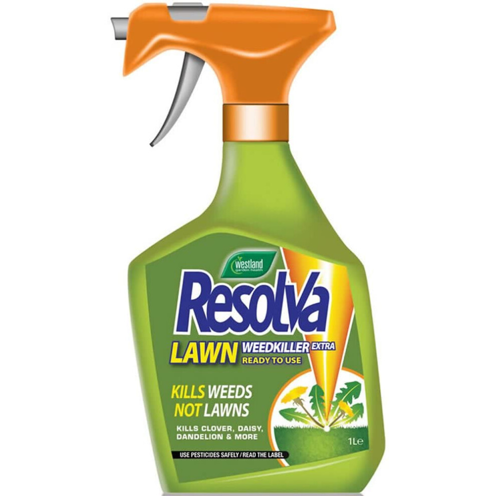 Resolva Extra Lawn Weedkiller 1L with Thank You Sticker -Ready To Use - Lawn Weed Killer for Garden