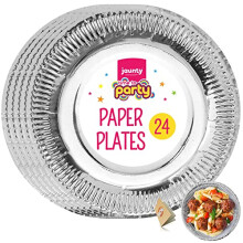 24pk Silver Paper Plates | 9" Silver Party Plates for All Occasions | Silver Plate for Christmas, Birthdays, Wedding Celebration | Silver Disposable