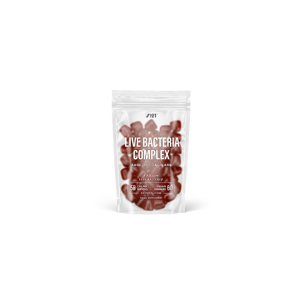 Bio Complex Probiotic Cultures Gummies - 5B CFU Bacillus Coagulants Per Serving - Non-GMO, Gluten Free, Cherry Flavour - 60 Vegan Gummies. 1 Pack