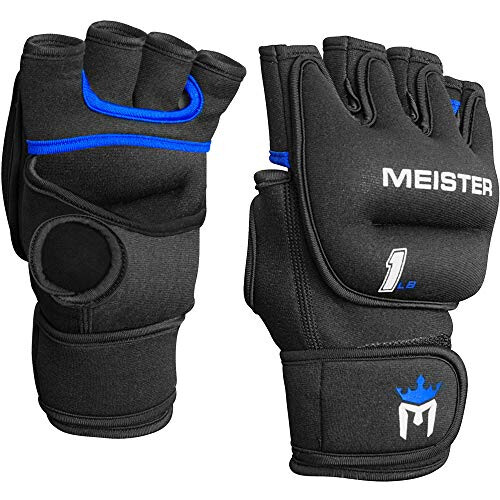 Meister Elite 1lb Νεοπρέν Γάντια Βάρους για Καρδιο & Βαριά Χέρια (Ζεύγος) - 1lb x 2 - Μαύρο/Μπλε