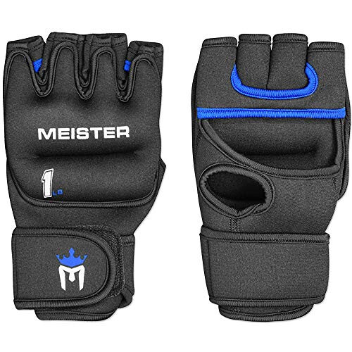 Meister Elite 1lb Νεοπρέν Γάντια Βάρους για Καρδιο & Βαριά Χέρια (Ζεύγος) - 1lb x 2 - Μαύρο/Μπλε 1