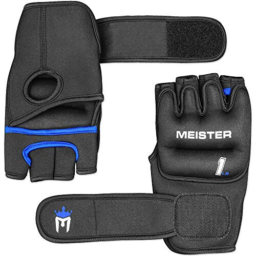 Meister Elite 1lb Νεοπρέν Γάντια Βάρους για Καρδιο & Βαριά Χέρια (Ζεύγος) - 1lb x 2 - Μαύρο/Μπλε 2