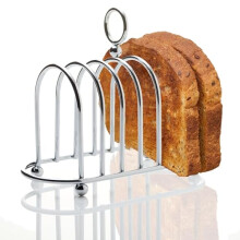 Silver Toast Rack 6 Slice Victorian Style - Chrome Toast Holder Rack with Ball Feet - Toast Stand with Carry Handle - Sturdy and Toughened
