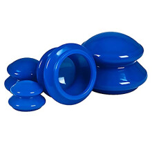 4PSC Different Size Suction Cupping Therapy Set Home Spa Cupping Massage Kit Rubber Cup Massage Kit For Body Massage And Pain Relief (Blue)