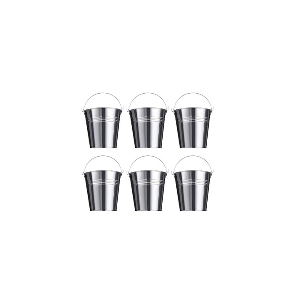 6pcs Serving Buckets Mini Metal Bucket for Icing French Fries,10.5 x 7.2 x 10.5 cm