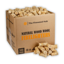 500 - XL Natural Eco Wax-Coated Wood Wool Firelighters for Safe, Clean, and Odorless Ignition of Wood and Log Burners, BBQs, Pizza Ovens, and More -
