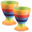 Hand Painted Rainbow Stripe Pair of Egg Cups 1